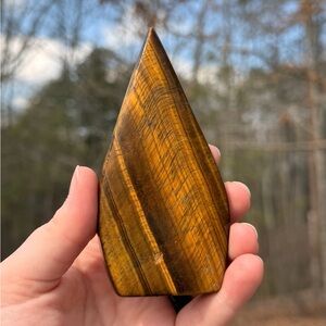 NEW! Polished Tiger's Eye Tear Drop Stone - Golden Brown